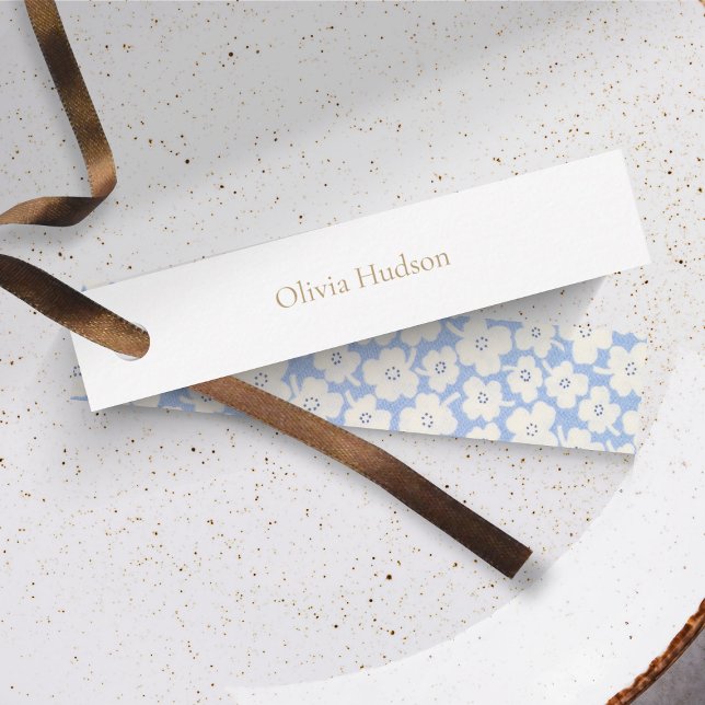 Cartão De Notas DIY Wedding Floral Dusty Azul & Branco Nome do Loc (Criador carregado)