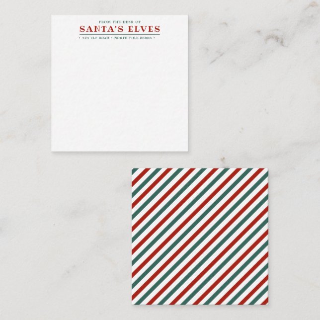 Cartão De Notas Do Gabinete dos Elfos de Papai Noel Cartãozinho de (Frente/Verso)