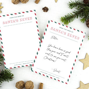 Cartão De Notas Do Gabinete dos Elfos de Papai Noel Natal Branco