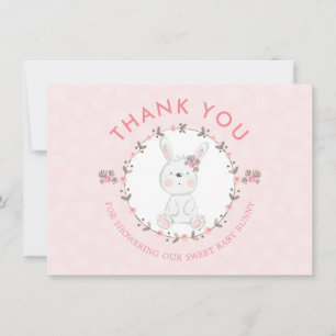 Cartão De Notas Doce Bunny Floral Baby Shower Agradecimento Foto