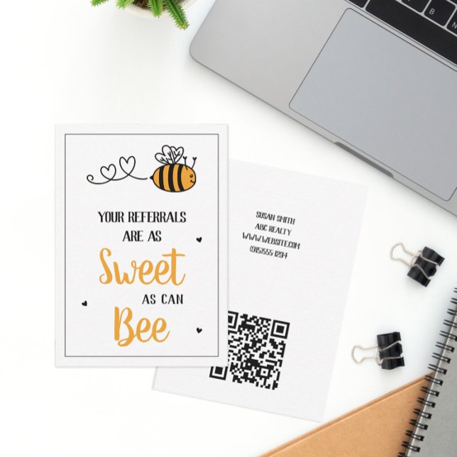 Cartão De Notas Doce Como Pode Ser Remessa De Abelhas (Sweet as Can Bee Referral Notecard)