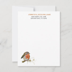 Cartão De Notas Docente Robin Bird Nature Lover Stationery