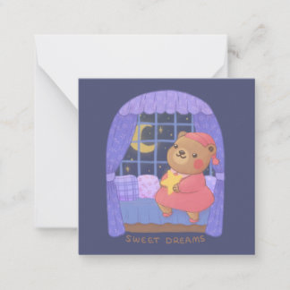 Cartão De Notas Doces Sonhos: Ilustração do Urso de Teddy