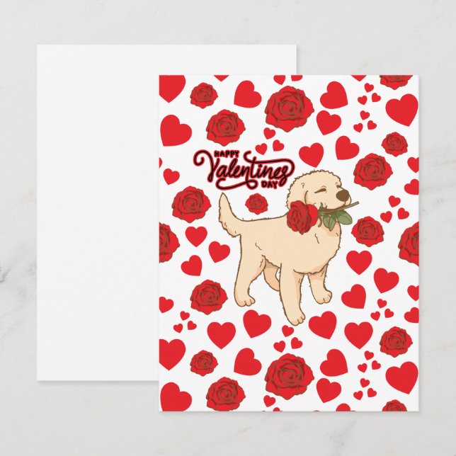 Cartão De Notas Dog Lover Valentine’s Day Card in White (Frente/Verso)