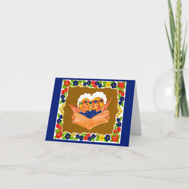 Cartão De Notas dois anjos cantando (Frente)