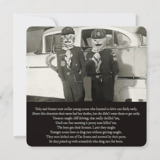 Cartão De Notas Dois escoteiros de gato descendo a estrada até a p