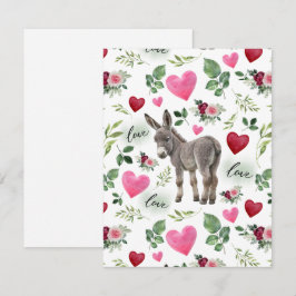 Cartão De Notas Donkey Love Valentine’s Day Card in White