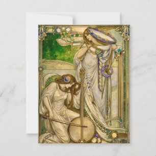 Cartão De Notas Donzelas da Música Art Nouveau Ilustração Vintage