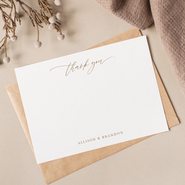 Cartão De Notas Dourada Caligrafia Obrigado Carta Personalizada (Criador carregado)