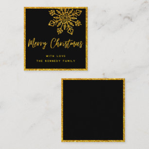 Cartão De Notas Dourado brilhante preto de orçamento floco de neve