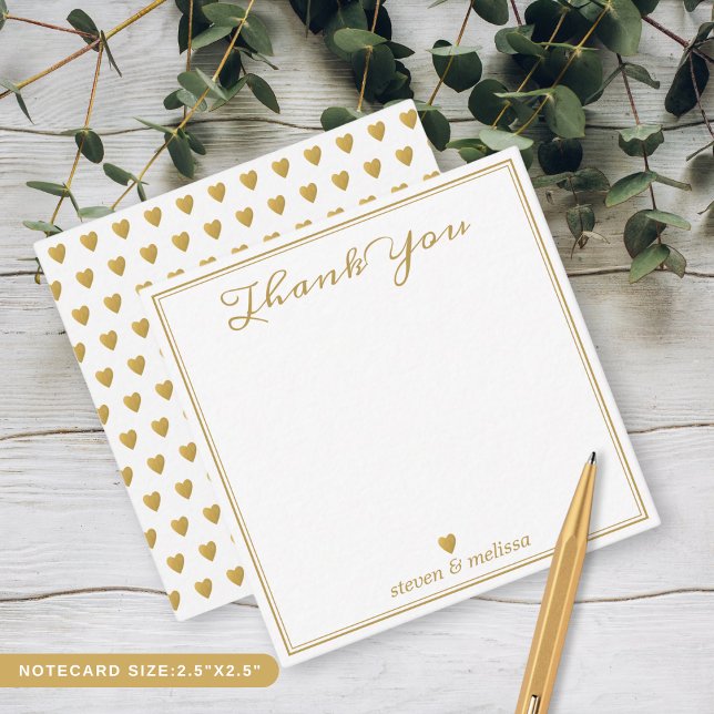 Cartão De Notas Dourado Casal de casamento Elegante - Notícias Obr (Elegant Gold Wedding Couple Newlyweds Thank You Note Card)