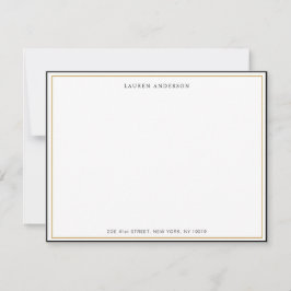 Cartão De Notas Dourado Elegante clássico e borda negra