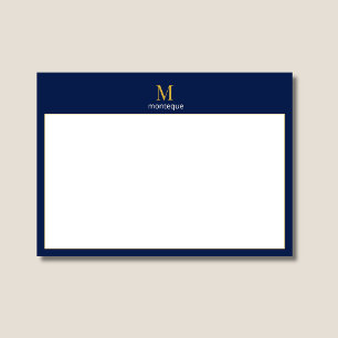 Cartão De Notas Dourado Profundo Monograma Nome Personalizado Luxo