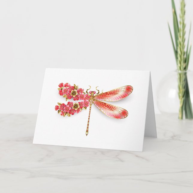 Cartão De Notas Dragonfly com joalheria sakura (Frente)
