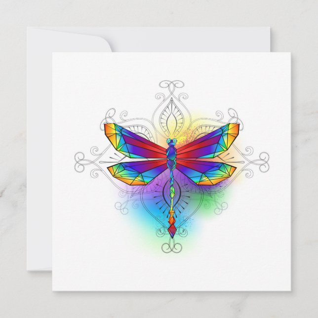 Cartão De Notas Dragonfly Poligonal (Frente)