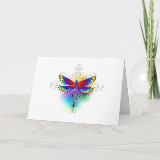 Cartão De Notas Dragonfly Poligonal (Frente)