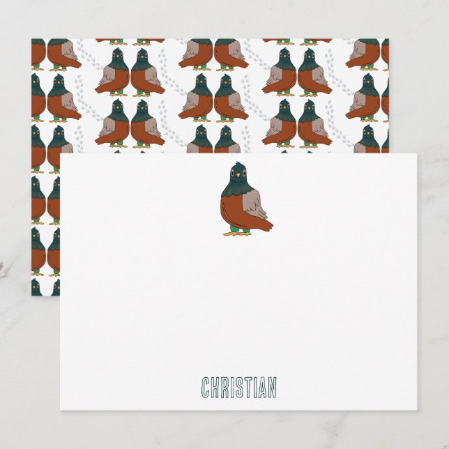 Cartão De Notas Duas Tartarugas Doves Cute Bird Personalizadas (Frente/Verso)