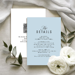 Cartão De Notas Dusty Blue QR Code Classy Wedding Details