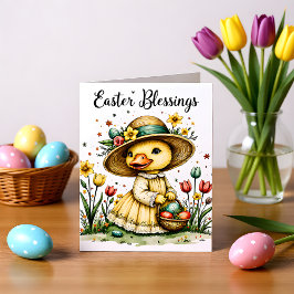 Cartão De Notas Easter, Floral Duck Greeting & Note Card