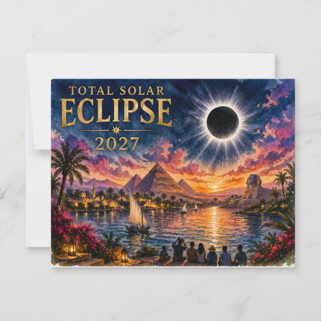 Cartão De Notas Eclipse Total Solar 2027 Egito (Frente)