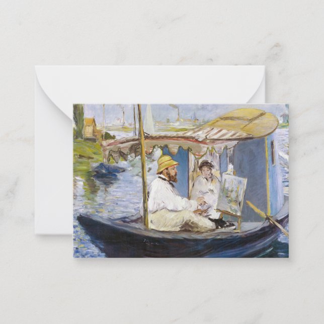 Cartão De Notas Edouard Manet - Monet em seu Studio Boat (Frente)