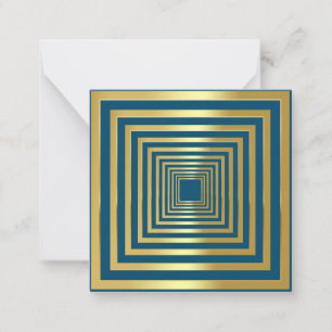 Cartão De Notas Efeito elegante 3d azul Dourado quadrado