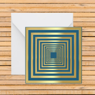 Cartão De Notas Efeito elegante 3d azul Dourado quadrado