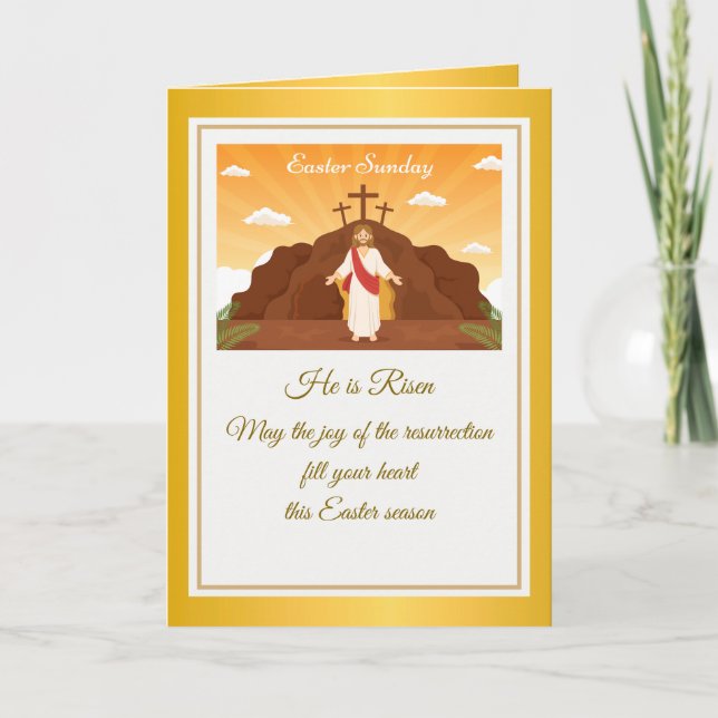 Cartão De Notas Ele Está Risado" Felz pascoa - Religioso Personali (Frente)