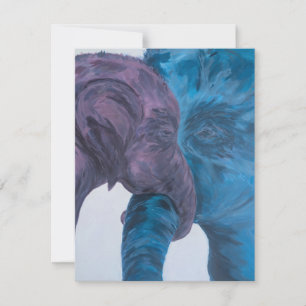 Cartão De Notas Elefante Expressionista Azul e Roxo Moderno