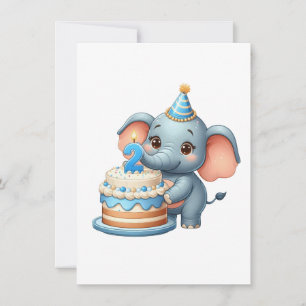 Cartão De Notas Elefante Fofo 2º Aniversário