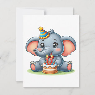 Cartão De Notas Elefante Fofo Aniversário de 11 anos