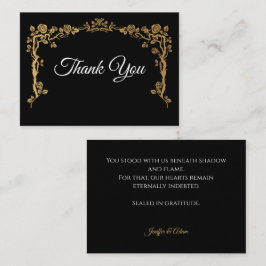 Cartão De Notas Elegant black and gold Gothic wedding Thank You