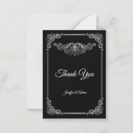 Cartão De Notas Elegant black and white Gothic  wedding