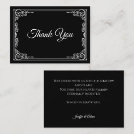 Cartão De Notas Elegant black and white Gothic wedding Thank You