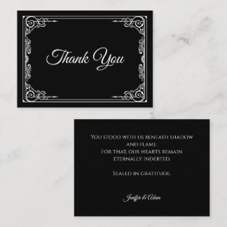 Cartão De Notas Elegant black and white Gothic wedding Thank You