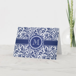 Cartão De Notas Elegant Blue and White William Morris Floral