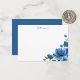 Cartão De Notas Elegant Blue Floral Personal Stationery Note Card