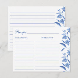 Cartão De Notas Elegant Blue & White Recipe Cards