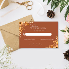 Cartão De Notas Elegant boho Floral Hand-Drawn  Wedding RSVP