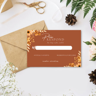 Cartão De Notas Elegant boho Floral Hand-Drawn Wedding RSVP