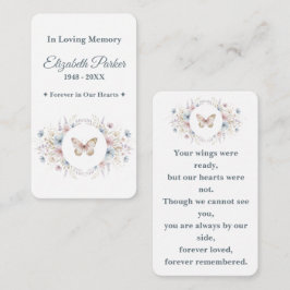 Cartão De Notas Elegant Butterfly Memorial Prayer Card Template