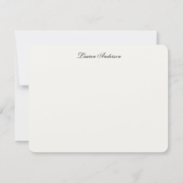 Cartão De Notas Elegant Calligraphy Luxury Ivory Personalized Flat (Frente)
