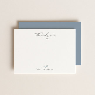 Cartão De Notas Elegant Dusty Blue Botanical Thank You
