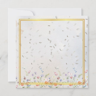Cartão De Notas Elegant Gold Frame Wildflower Blank Card with Whit
