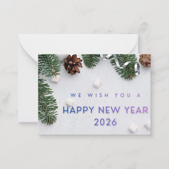 Cartão De Notas Elegant Happy New Year 2026 Flat Note Card (Frente)