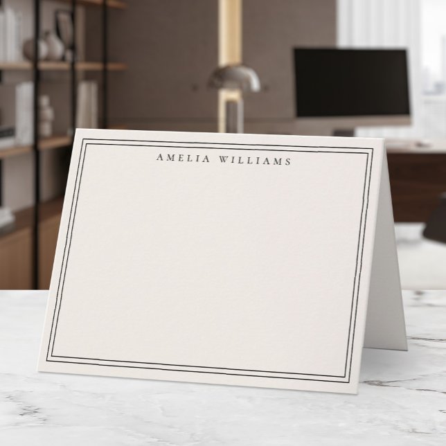 Cartão De Notas Elegant Minimalist Black and Ivory Two Border (Criador carregado)