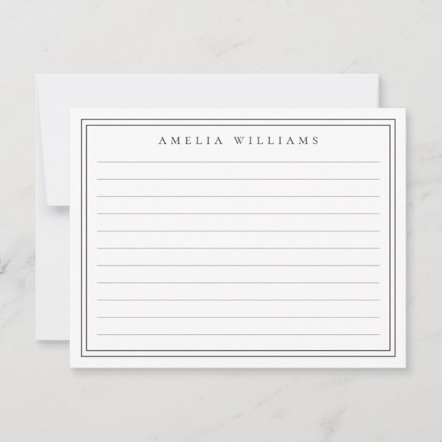 Cartão De Notas Elegant Minimalist Brown Two Border Ruled (Frente)