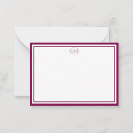 Cartão De Notas Elegant Minimalist Monogram RED Two Border