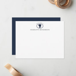 Cartão De Notas Elegant Navy Blue Cameo From The Desk Of Custom