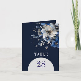 Cartão De Notas Elegant Navy Blue Floral Table Numbers